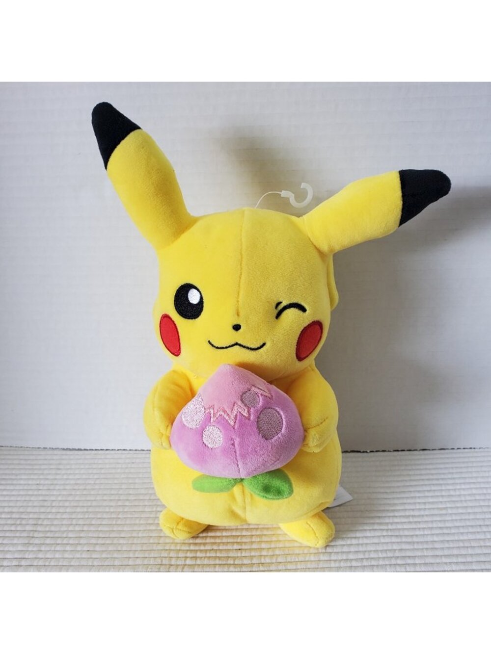 Pokemon Pikachu Winking Plush Pecha Berry 8" Stuffed Animal 2023 Nintendo
